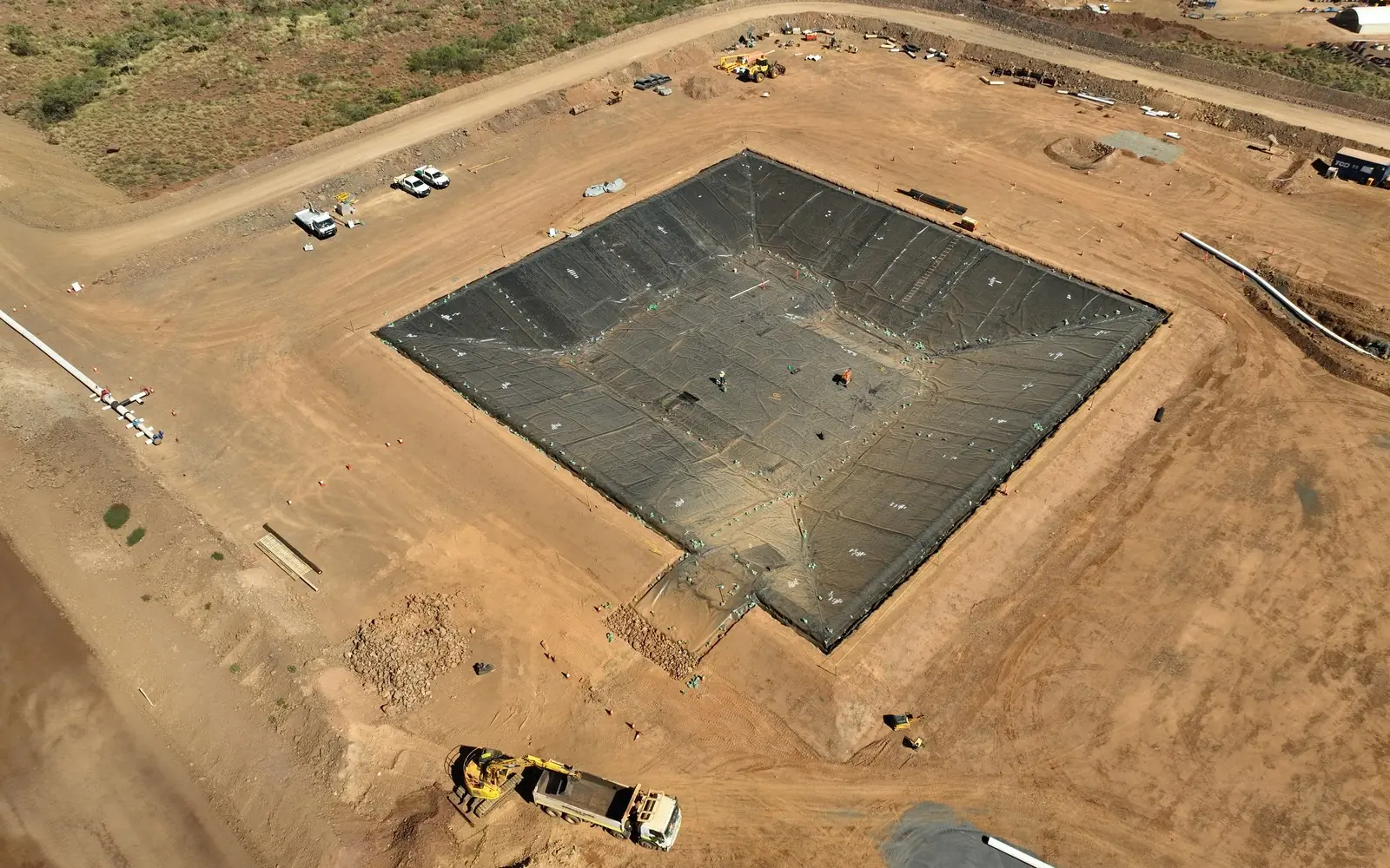 Aerial view of the lined turkey’s nest TCD built at Iron Bridge ROM B in the Pilbara